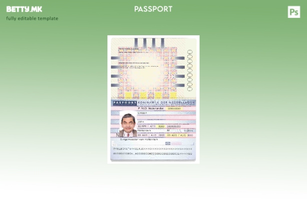 Модерен стил Шаблон за пасош на Холандија (Холандија) ( ).